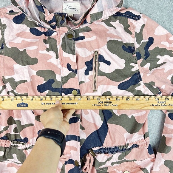Forme Mode Jacket Womens Medium Pink Camouflage Long Sleeves Pockets Hooded - Picture 8 of 14